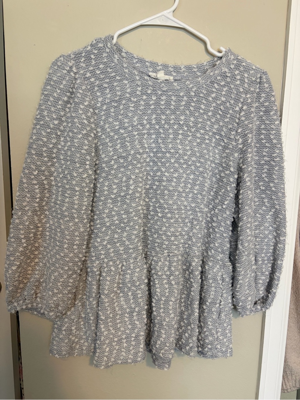 Blu Pepper Gray Textured Knit Peplum Sweater